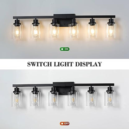 6-Light Black Vanity Lights 38'' Modern Bathroom Vanity Lighting Fixtures Above Mirror? Industrial Matte Bathroom Light Fixtures, Bath Wall Light Fixtures, Black Wall Sconces - color: Black, size: 6-light
