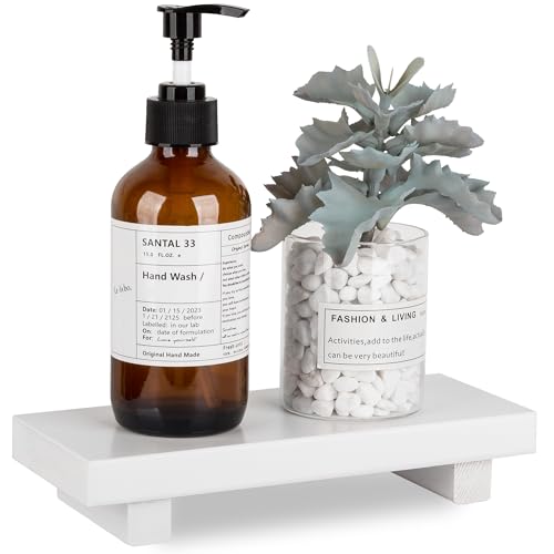 Bathroom Counter Organizer Wood Pedestal Stand Farmhouse Decorative Tray Soap Holder for Kitchen Decor, Small, White - color: White, size: 8.7" x 3.6" x 1.6"