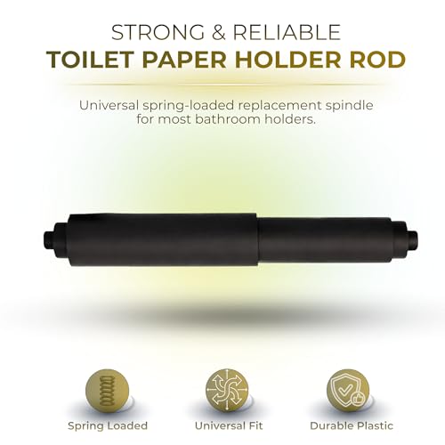 Black Toilet Paper Holder Spring Rod | Toilet Paper Roller Replacement | 6 Inch Toilet Paper Holder Replacement Rod | Durable Plastic Spindle – Fits All Standard Tissue Rolls