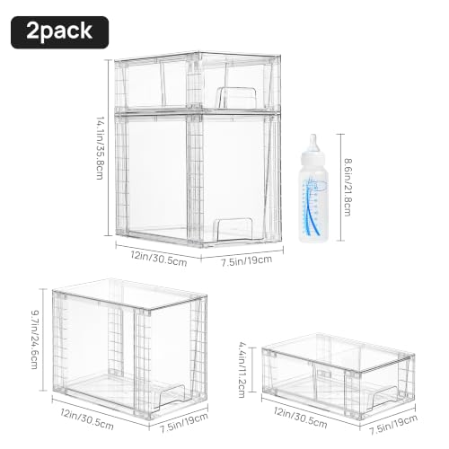 Vtopmart Clear Stackable Storage Drawers, 8 Pack Tall Organizer Set | Tall and Small Pull-Out PET Drawers Combine Vertical Storage and Small Item Sorting for Cabinets, Closets, Pantry - style: 4 Large+4 Small