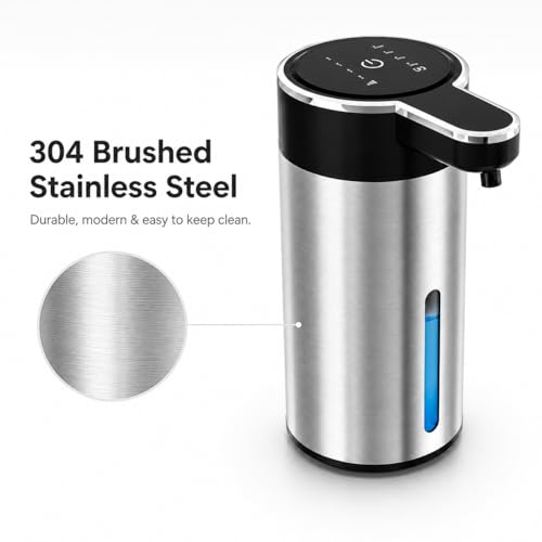 Automatic Liquid Soap Dispenser, Touchless Stainless Steel (Black, Liquid) | 13.5 oz Capacity, 4 Adjustable Levels, USB Rechargeable Liquid Soap Dispenser for Bathroom and Kitchen - color: Black, size: Liquid
