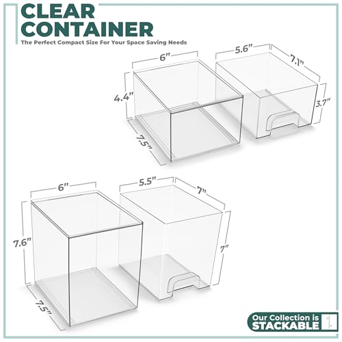 Sorbus Acrylic Storage Containers - 2 Pack, Stackable Storage Bins Set for Bathroom Organization - Clear Acrylic Drawer Organizers - Makeup Case Pull-Out Drawers (7.6’’ and 4.4’’ Tall) - size: 2 Pack, 7.6’’ and 4.4’’ Tall