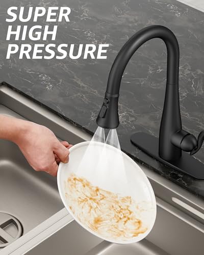 Mbillion Universal Matte Black Kitchen Faucet Spray Head Replacement | ABS,3 Function ,Pull-Down Nozzle with 14 Adapters,Compatible with Moen,Delta,Kohler,WEWE American Standard Sink Faucet Head - color: Black