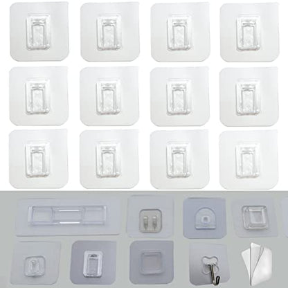 12 PCS Wall Mounted Replacement Sticky Pads for Kitchen Bathroom Shower Caddy Organizer Rack Holder Nail Free Adhesive Hooks (Upright Rectangle) - color: Upright Rectangle