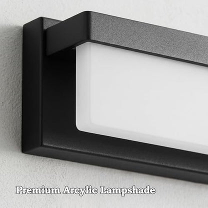 URSOLA LED Bathroom Vanity Light Fixture Over Mirror 32.3 inch Modern Rectangle Black Matte Metal Lighting Bar 4000K Daylight Wall Sconce (Black) - color: Black, size: 32inch