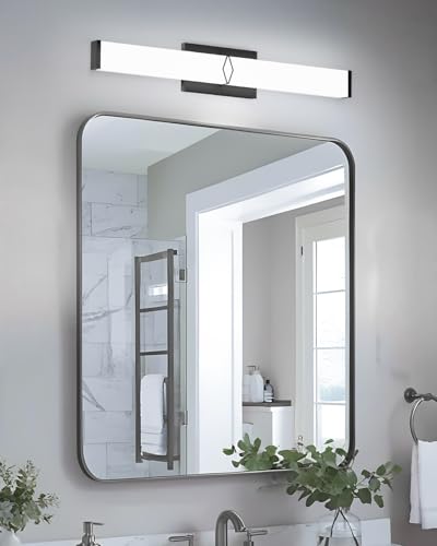 LED Bathroom Vanity Light,24inch Dimmable,25W 2700LM,5700K,ETL,BK | Integrated LED Modern Bathroom Light Fixtures,Matte Black Vanity Lighting Fixture Over Mirror,Wall Lights,ETL Certified - color: 5700K, size: 24in-5700k