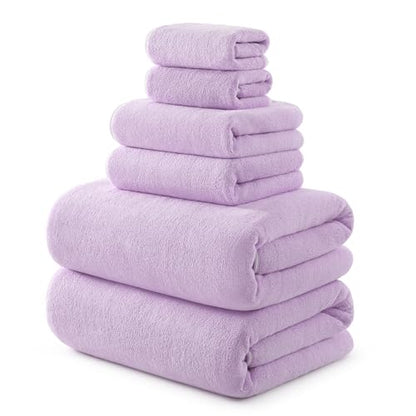 REDKISS Pack of 6 Towel Set - 2 Extra Large Bath, 2 Hand, 2 Washcloths, Ultra Soft & Highly Absorbent, Quicker to Dry, Purple Towels for Bathroom, Spa, Hotel, Gym - color: Purple