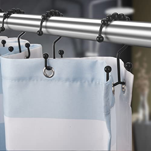 Titanker Black Shower Curtain Hooks Rings, Rust-Resistant Metal Double Glide Shower Hooks for Bathroom Shower Rods Curtains, Set of 12 Hooks - Matte Black - color: Black, style: Modern