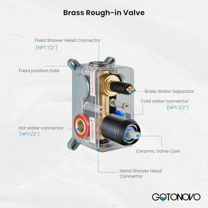 gotonovo Ceiling Shower System with Handheld Oil Rubbed Bronze,10 inch Head | Ceiling Mount Bathroom Shower Faucet Set,SUS304 Rainfall Head and Handle Set Combo,Brass Valve Trim Kit,All Metal - color: Bronze, size: 10 inch Head