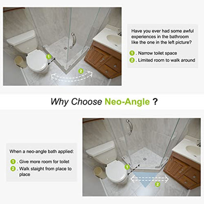 Naiture Neo-Angle Shower Curtain Rod, 18-1/2" X 26" X 18-1/2", Matte White | Aluminum, Includes 36" Ceiling Support and Mounting Hardware, Cut to Fit, Permanent Wall Mount, Rustproof - color: Matte White, size: 18-1/2" X 26" X 18-1/2"