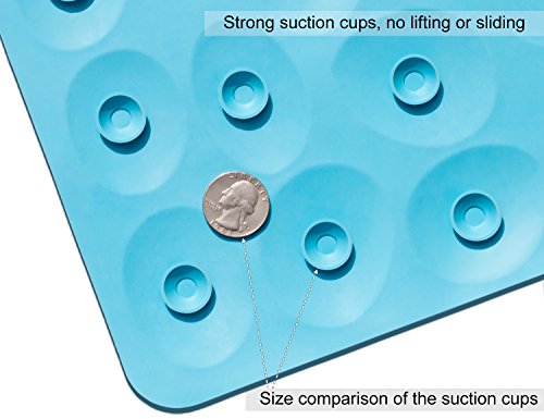 Non-Slip Bathtub Mat OTHWAY Soft Rubber Bathroom Bathmat with Strong Suction Cups (Blue) - color: Blue, size: 31.5" x 16" (Rectangular)