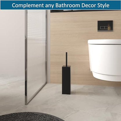 Toilet Brush and Holder 2 Pack for Two Bathrooms, Matte Black | Two complete freestanding sets equip a main bath and guest bath, or two bathrooms in one home, apartment or rental. - color: Black-2pcs
