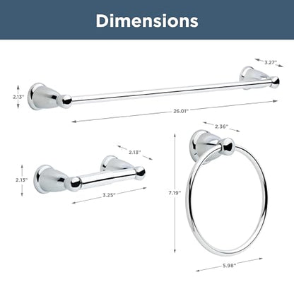 Franklin Brass 3-Piece Polished Chrome Bathroom Set Towel Rack, Ring, Toilet Paper Holder| Kinla Bath Accessories - color: Polished Chrome, style: 3-Piece Bath Accessory Set