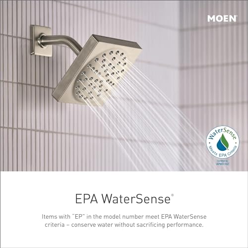 Moen S6320EPBN Velocity Eco-Performance Two-Function Rain Shower Shower Head with Immersion Technology, 8-Inch, Brushed Nickel - color: Brushed Nickel, style: Eco-Performance