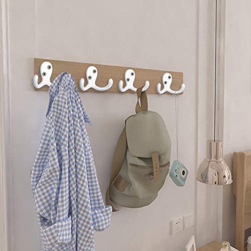IBosins 8 Pack White Double Prong Coat Hooks Wall Mounted with 16 Screws | Heavy-Duty Wall Hooks, Retro Double Utility Hooks for Coat, Scarf, Bag, Towel, Key, Cap, Cup, Hat - color: 8 Pcs White