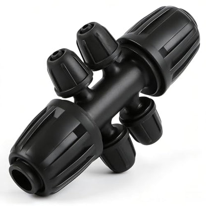 10 Pack 1/2" To 1/4" Drip Irrigation Fittings, 1/2 Inch (1/2" ID x 0.6-0.65" OD) Drip Line to 1/4 Inch Irrigation Tubing Barbed Adapter Anti-Drop Locked Nut Barbed Reducer 6 Way Tee Connectors - size: 1/2" to 1/4" 6-way-10P