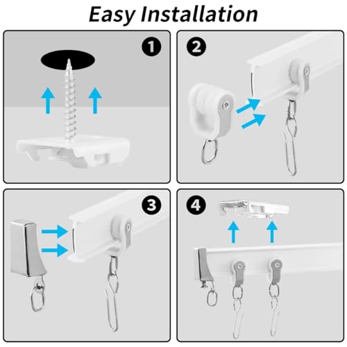 Flexible bendable ceiling curtain track, curved curtain rod with silent roller bracket, room divider, curtain rod, RV curtain ceiling track (White, 5 Meters (16.4 FT) - color: White, size: 5 Meters