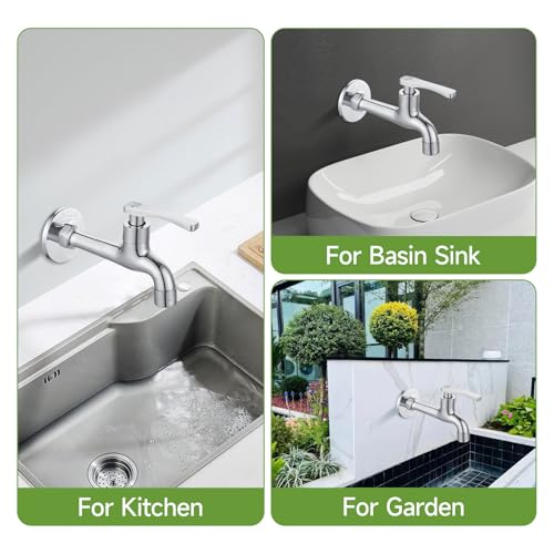 SUBMARINE Wall Mounted Balcony Mop Sink Faucet, Chrome Brass Single Handle Cold Faucet, Used for Bathroom Mop Sink, Kitchen Sink, Balcony and Garden