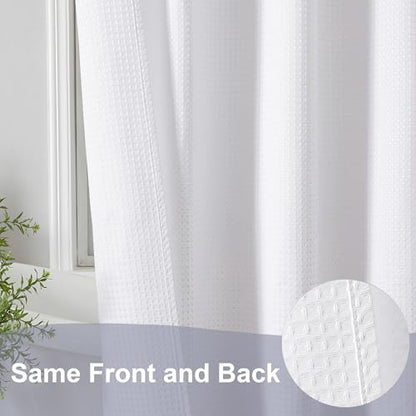 White Shower Curtain, Stall Small Waffle Weave Heavy Fabric Shower Curtains for Narrow Size Bathroom, Waterproof Soft Hotel Spa Luxury Bath Curtain Set, Machine Washable, White, 36x72 Inch - color: White, size: 36"W x 72"L (Pack of 1)