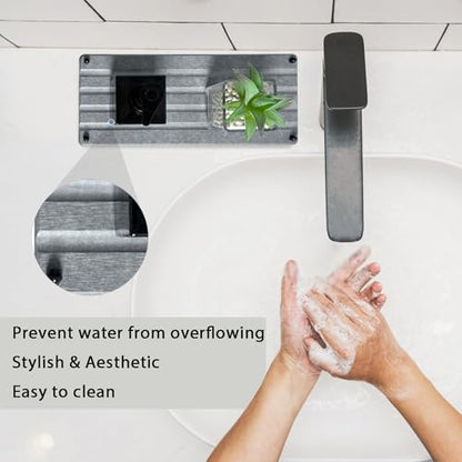 2 PCS Water Absorbing Stone Trays for Bathroom Sink Fast Drying Coasters | 9.5" x 4.7", Faucet Mat for Kitchen Sink, Diatomite Sink Caddy, Hand Soap Holder with Feet, Diatomaceous Earth, Vanity Tray - color: 9.5" X 4.7" Grey