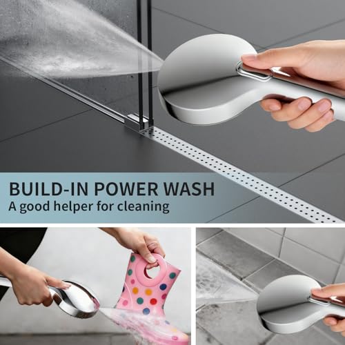 Shower Head With Handheld, 9-Mode High Pressure Handheld Showerhead | Built-in Pause Mode & Power Wash, Anti-clog Nozzles Hand Shower, Leakproof 71 Inch Hose & Adjustable Bracket, Chrome - color: Polished Chrome- 4.53 Inch
