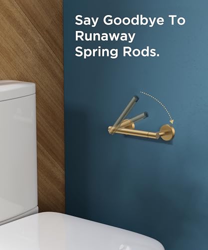 FORIOUS Commercial Toilet Paper Holder Wall Mount Bathroom Tissue Holder | Brushed Gold | SUS304 Stainless Steel Rustproof | Double Post Pivoting Toilet Paper Roll Holder | Screw-In | Round Base - color: Brushed Gold