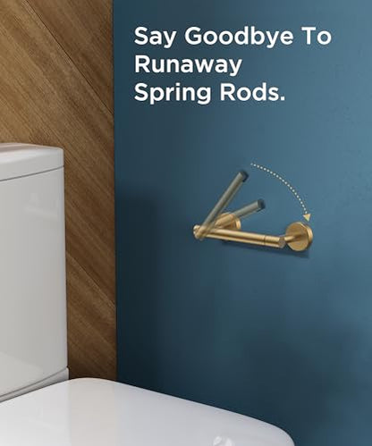 FORIOUS Commercial Toilet Paper Holder Wall Mount Bathroom Tissue Holder | Brushed Gold | SUS304 Stainless Steel Rustproof | Double Post Pivoting Toilet Paper Roll Holder | Screw-In | Round Base - color: Brushed Gold