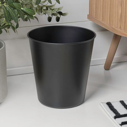 happimess Nolan 2 Gal Smooth Steel Wastebasket, Matte Black | 10" Height, Lidless Open Top, Fingerprint Resistant, Powder Coated Finish, Small Space Design - color: Matte Black, size: Set of 1