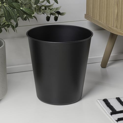 happimess Nolan 2 Gal Smooth Steel Wastebasket, Matte Black, Set of 2 | 10" Height, Lidless Open Top, Fingerprint Resistant, Powder Coated Finish, Small Space Design - color: Matte Black, size: Set of 2