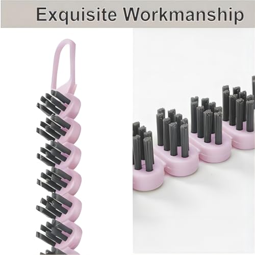 Crevice Cleaning Brush Set Grout Scrub Cleaning Tools 3 Pcs Black/Pink - color: Black&pink