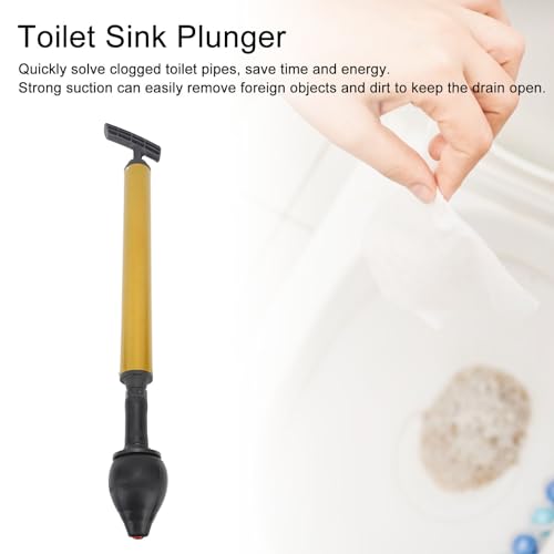 Fockety Toilet Plunger, Rubber Reusable Strong Suction High Pressure Drain Simple Saving Time and Energy Air Pump Toilet Plunger for Kitchen Bathroom Toilet (Black) - size: Black