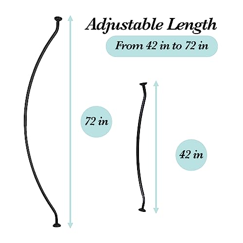 Bath Bliss Curved Shower Rod | Adjustable 42"-72" Inch | Bathroom Shower Curtain and Liner Rod | 33% More Space | Wall Mounted | Easy Installation | Matte Black - color: Matte Black