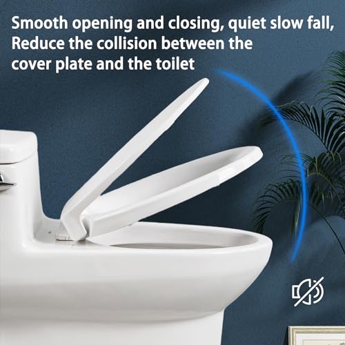 SS114 Slow Close Elongated Toilet Seat and Lid Compatible with TOTO SS113/SS154/SS224/SS204 Traditional Toilet Seat Replacement with Toilet Bolts and Nut, Cotton White