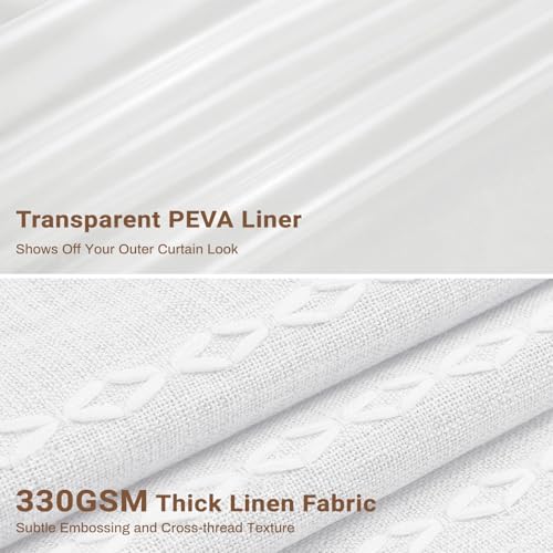 BTTN 3 in 1 Shower Curtain with Liner, 36 Inch Stall Boho Linen Thick Striped Cloth Shower Curtain Set with Hook, Half Rustic Hotel Luxury Waterproof Fabric Shower Curtain for Bathroom, White, 36x72 - color: White With Liner, size: 36"W x 72"L (Pack of 1)