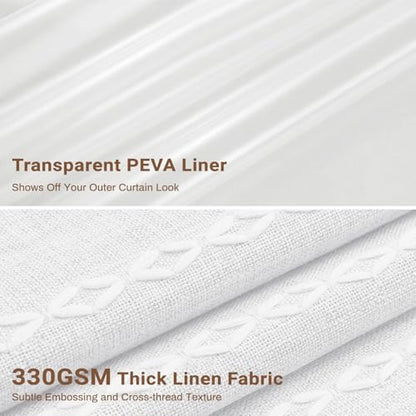 BTTN 3 in 1 Shower Curtain with Liner, 36 Inch Stall Boho Linen Thick Striped Cloth Shower Curtain Set with Hook, Half Rustic Hotel Luxury Waterproof Fabric Shower Curtain for Bathroom, White, 36x72 - color: White With Liner, size: 36"W x 72"L (Pack of 1)