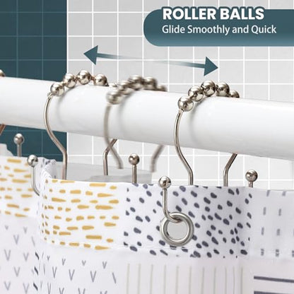 Shower Curtain Hooks, OEH Shower Curtain Rings, Metal Shower Curtain Rings Rust Proof, Smooth Gliding Metal Shower Curtain Hooks Rust Proof, Double Double Shower Rings for Curtain, 12 Pcs, Nickel - color: Nickel, size: Classic Double Hooks