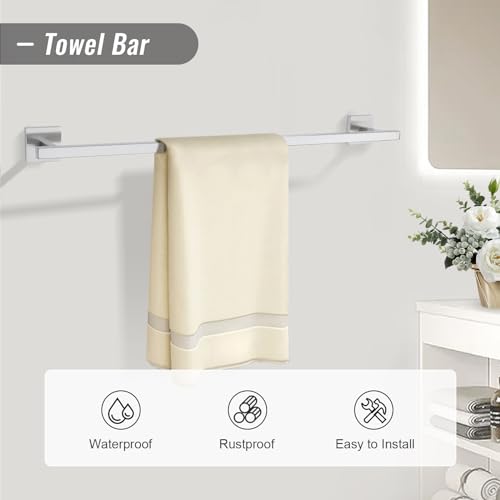 YACVCL Towel Bar Set, 10 Pieces Bathroom Hardware Set Brushed Nickel Bathroom Accessories, SUS304 Stainless Steel Towel Racks Holder Set Wall Mounted 23.6 Inch - color: Brushed Nickel, size: 10 Pieces