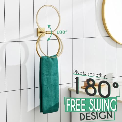 KOKOSIRI Towel Holder Wall Mounted Gold Bathroom Hardware Bath Towel Rings Hand Towels Hanger Rack Stainless Steel, B3010BG - color: Brushed Gold