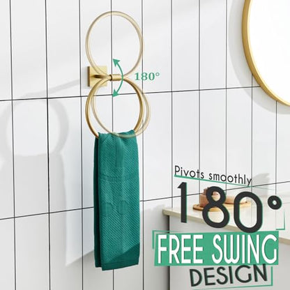 KOKOSIRI Towel Holder Wall Mounted Gold Bathroom Hardware Bath Towel Rings Hand Towels Hanger Rack Stainless Steel, B3010BG - color: Brushed Gold