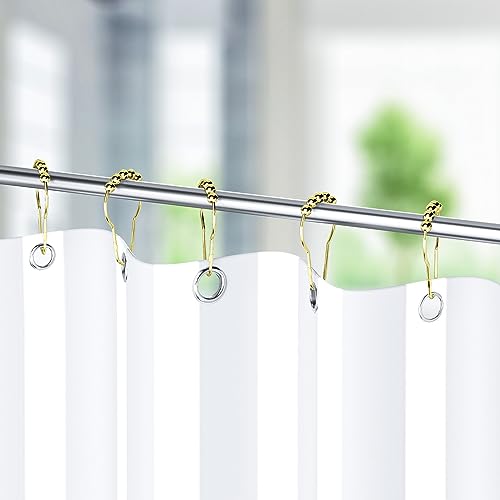 Titanker Gold Shower Curtain Rings, Rust-Resistant Metal Shower Curtain Hooks for Bathroom Shower Rods Shower Hooks Rings for Curtain - Set of 12 - color: Gold