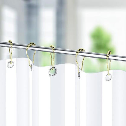 Titanker Gold Shower Curtain Rings, Rust-Resistant Metal Shower Curtain Hooks for Bathroom Shower Rods Shower Hooks Rings for Curtain - Set of 12 - color: Gold