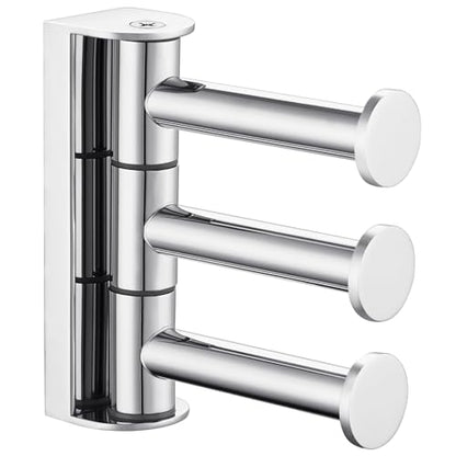 Suyar Swivel Towel Hook Polished Chrome, Bathroom Robe Holder with 3 Arms | SUS304 Stainless Steel, Screw Mount - color: Polished Chrome, size: 1 Pack