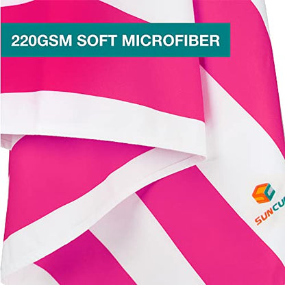 SUN CUBE Microfiber Beach Towel Quick Dry with Carry Bag, Pink 78x35 Inch | Quick Dry and Free Microfiber Towel, Lightweight Packable Swim Towel for Beach, Pool, Camping, Cruise, Travel - color: Pink, size: 78.00" x 35.00"