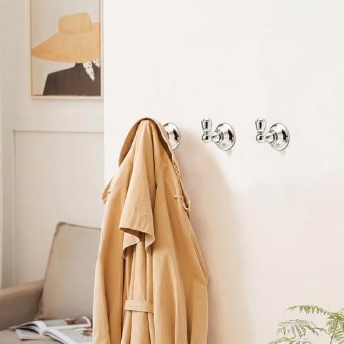 4 Pack 2-3/4inch Polished Nickel Robe Hooks | Solid Zinc Alloy | Wall Mounted | Coat Hooks | Hooks Wall Mounted Robe Hooks | For organization in bathrooms entrances. - color: Polished Nickel