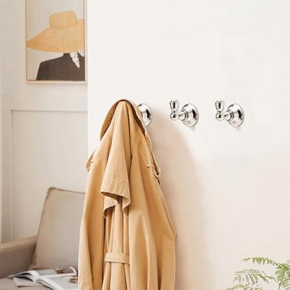 4 Pack 2-3/4inch Polished Nickel Robe Hooks | Solid Zinc Alloy | Wall Mounted | Coat Hooks | Hooks Wall Mounted Robe Hooks | For organization in bathrooms entrances. - color: Polished Nickel