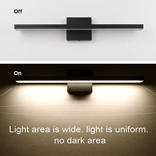 Ralbay 24 inch Modern LED Black Vanity Light 20W Frosted Aluminum for Bathroom Vanity Lighting Fixtures Natural White 4500K - color: Black-Natural White, size: 24 inch
