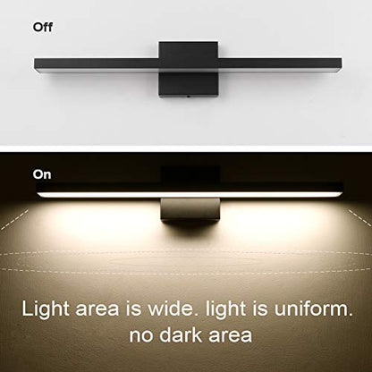 Ralbay 24 inch Modern LED Black Vanity Light 20W Frosted Aluminum for Bathroom Vanity Lighting Fixtures Natural White 4500K - color: Black-Natural White, size: 24 inch