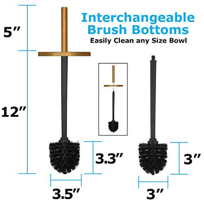 Blue Donuts Toilet Brush and Plunger Set with Holder, Modern Gold Bathroom Accessories Toilet Plunger and Toilet Bowl Brush Combo - color: Gold