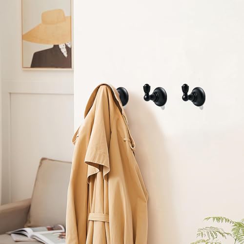 4 Pack 2-3/4inch Black Robe Hooks | Solid Zinc Alloy | Wall Mounted | Coat Hooks | Hooks Wall Mounted Robe Hooks | For organization in bathrooms entrances. - color: Black