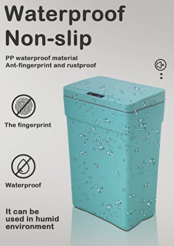 Trash Can 13 Gallon Plastic Automatic Trash Can with Lid for Bedroom Bathroom Home Office Garbage Can Trash Bin Touchless Trash Can Sensor Trash Can Electric Trash Can 50 Liter，Blue, 1PCS - style: Single Lid(blue)